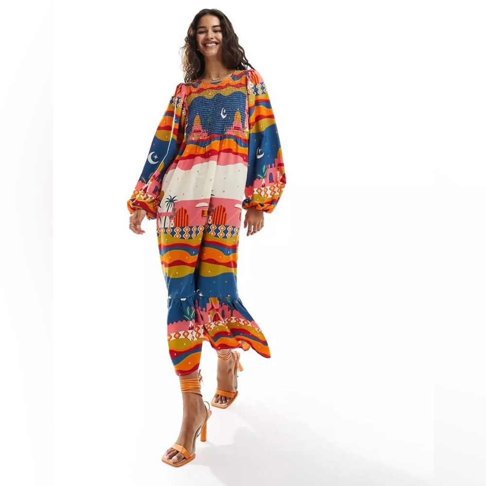 Never Fully Dressed Sunrise Jan Colorful Midi Dress | Sz 4 NWT | Sold Out